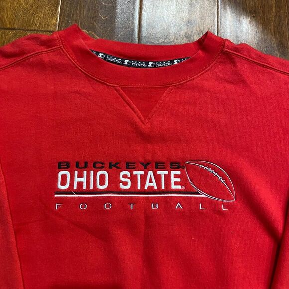 Starter Vintage 90s NCAA Ohio State Football Crewneck Sweatshirt Red Men's XL - Picture 2 of 9